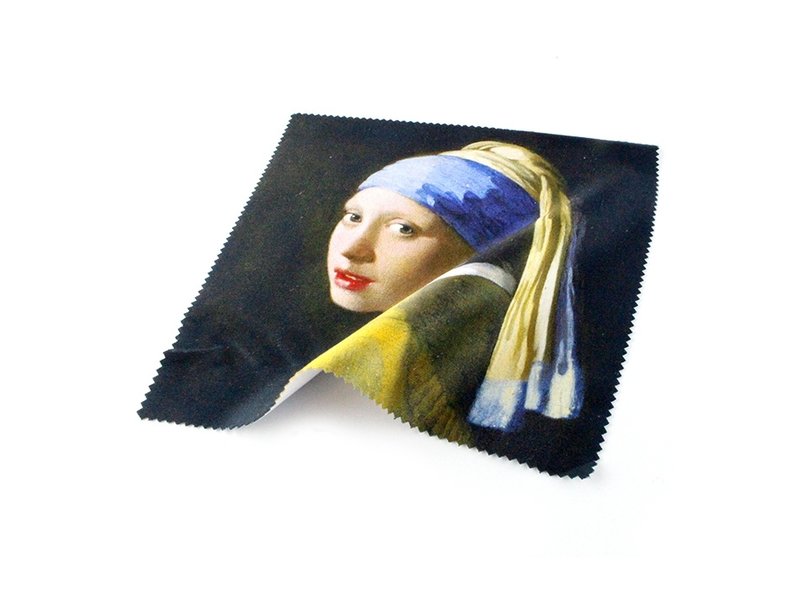 Paño de gafas, 15 x 15 cm, niña con arete de perla