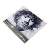 Lens cloth, 15 x 15 cm, Self-portrait with astonished look, Rembrandt