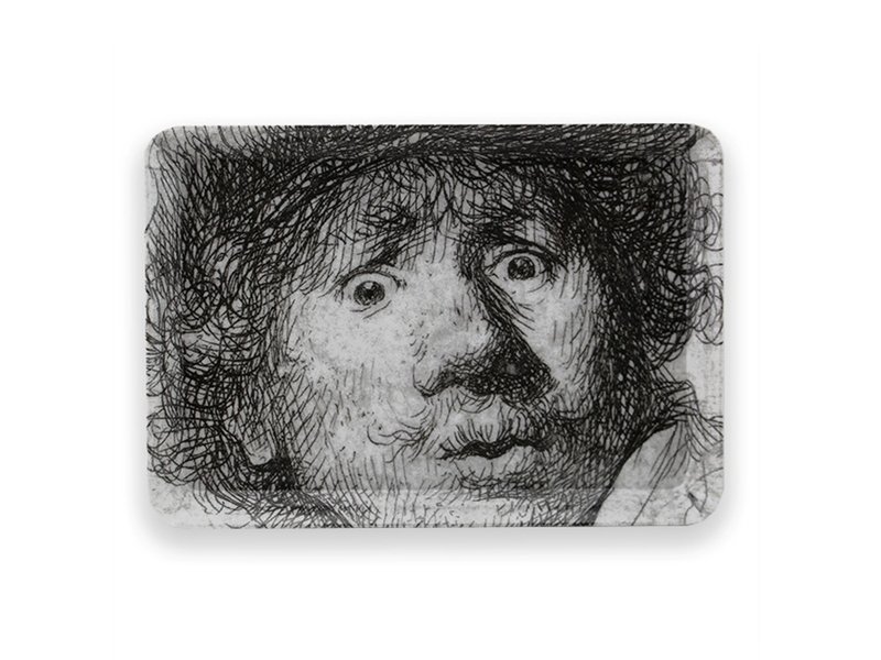 Mini tray, 21 x 14 cm, Self-portrait with astonished look, Rembrandt