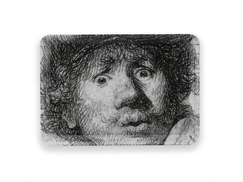 Minitablett, 21 x 14 cm, Selbstporträt mit erstauntem Aussehen, Rembrandt