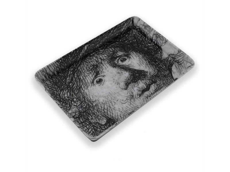 Mini tray, 21 x 14 cm, Self-portrait with astonished look, Rembrandt