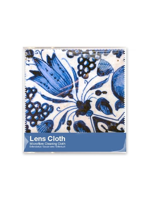 Lens cloth, 15 x 15 cm, Delft blue, Tulips