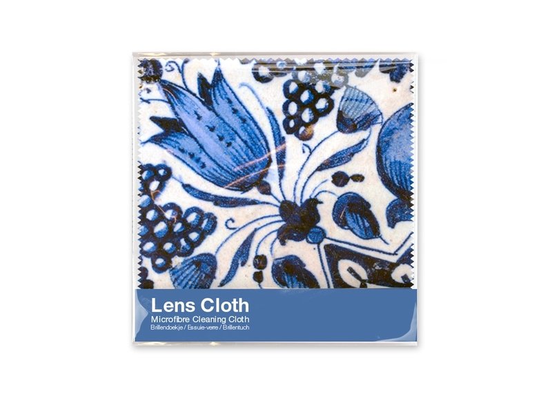Lens cloth, 15 x 15 cm, Delft blue, Tulips
