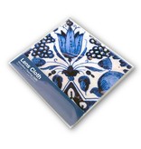Essui-verres, 15 x 15 cm, Bleu de Delft, Tulipes