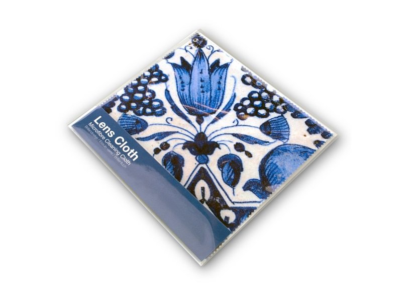 Lens cloth, 15 x 15 cm, Delft blue, Tulips