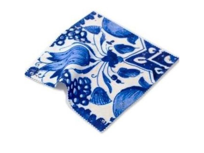 Paño de gafas, 15 x 15 cm, azul de Delft, tulipanes