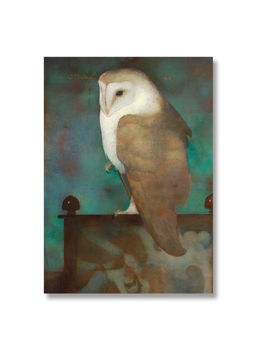 Poster, 50 x 70, Great owl on screen, Jan Mankes