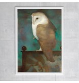 Poster, 50 x 70 , Grote uil op scherm, Jan Mankes