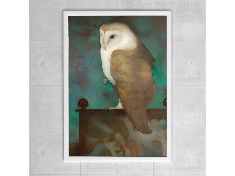 Poster, 50 x 70 , Grote uil op scherm, Jan Mankes