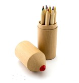 Set de 12 crayons, tube en bois