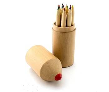 Set de 12 crayons, tube en bois