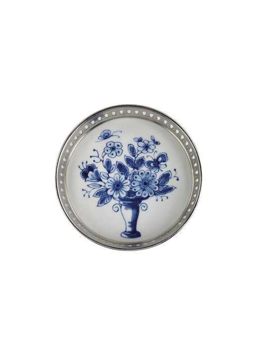 Delft blue bottle coaster, flower