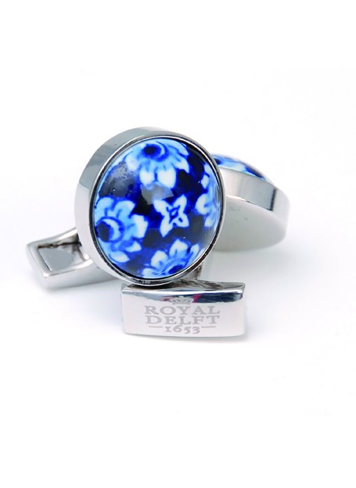 Cufflinks , Delft blue flower porceleyn