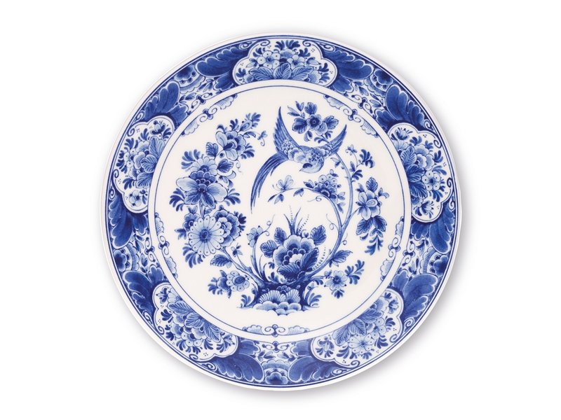 Delft blue plate, ø 24 cm Bird