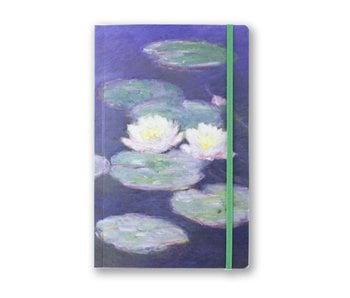 Cuaderno de tapa blanda, A5, nenúfares en la luz del atardecer, Monet