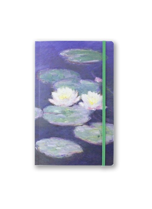 Cuaderno de tapa blanda, A5, nenúfares en la luz del atardecer, Monet