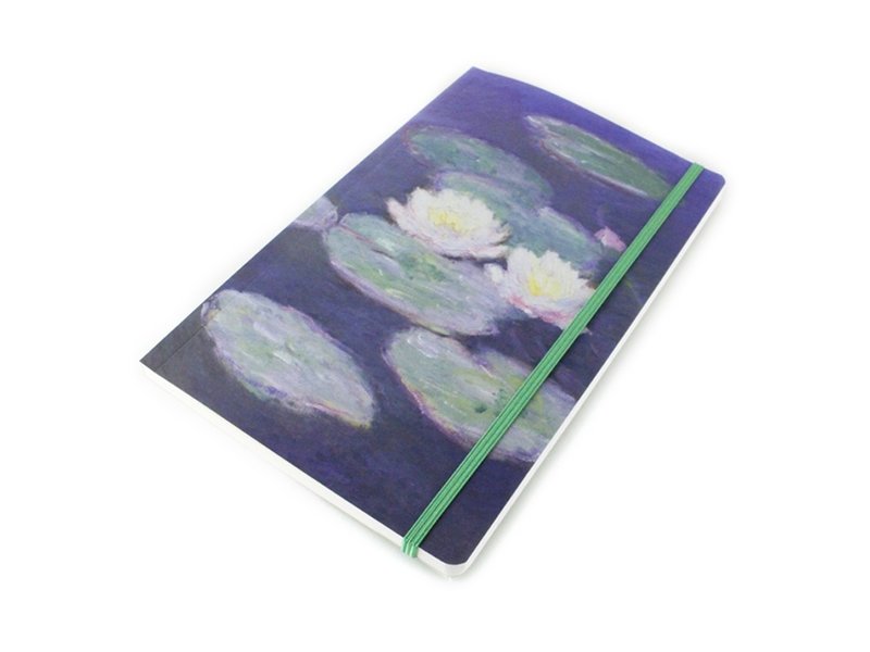 Cuaderno de tapa blanda, A5, nenúfares en la luz del atardecer, Monet