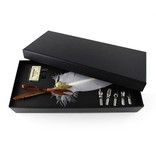 Coffret de Calligraphie, Plume & Encrier, plume blanche, boîte noire