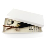 Coffret de Calligraphie, Plume & Encrier, plume noire, boîte blanche