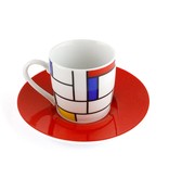 Espresso kop en schotel, Mondriaan Hommage rood