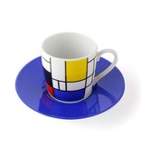 Espresso kopje  en schotel Mondriaan blauw