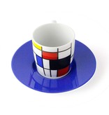 Espresso kopje  en schotel Mondriaan blauw