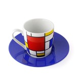 Espresso kopje  en schotel Mondriaan blauw