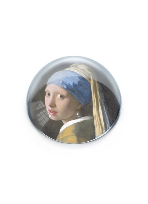 Presse-papier convexe en verre, Vermeer, Fille avec une boucle d'oreille en perle