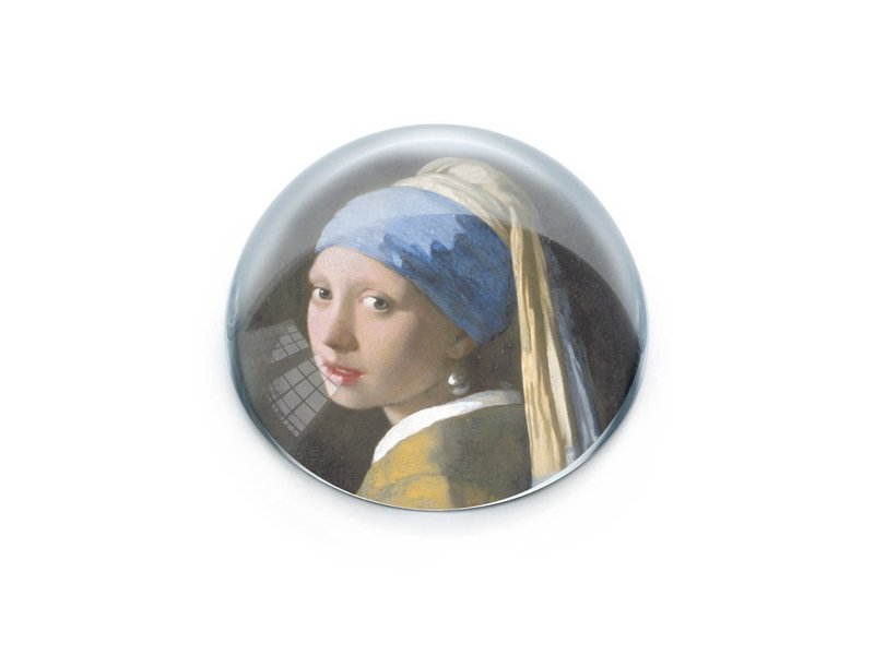 Presse-papier convexe en verre, Vermeer, Fille avec une boucle d'oreille en perle