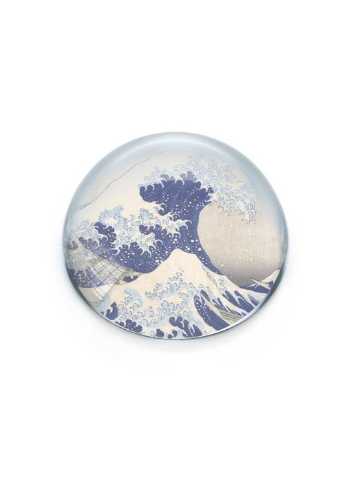 Presse-papier convexe en verre, Hokusai, La grande vague
