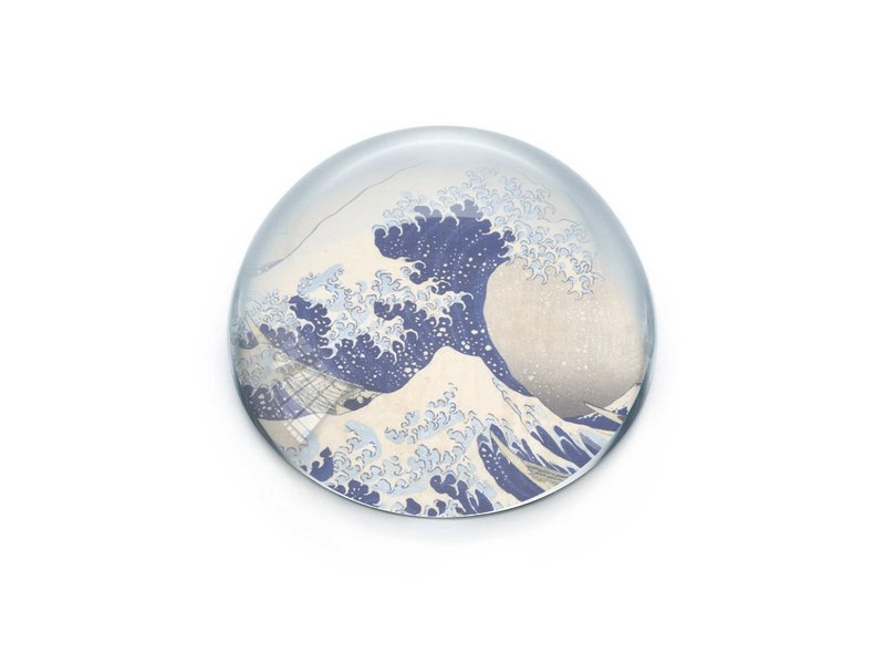 Glazen bolle presse papier,  Hokusai, De Grote Golf