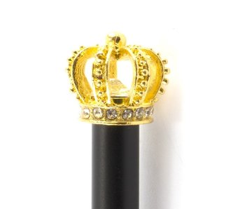 Bolígrafo negro con corona dorada
