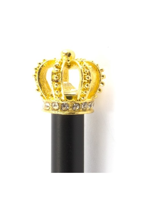 Zwarte ballpen met gouden kroon