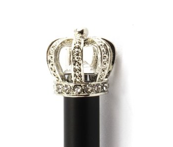 Bolígrafo negro con corona plateada