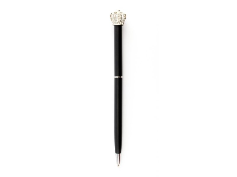 Stylo noir avec couronne argentée