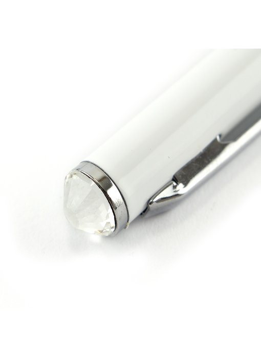 Stylo à bille blanc, avec cristal