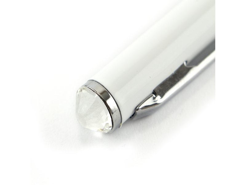 Stylo à bille blanc, avec cristal