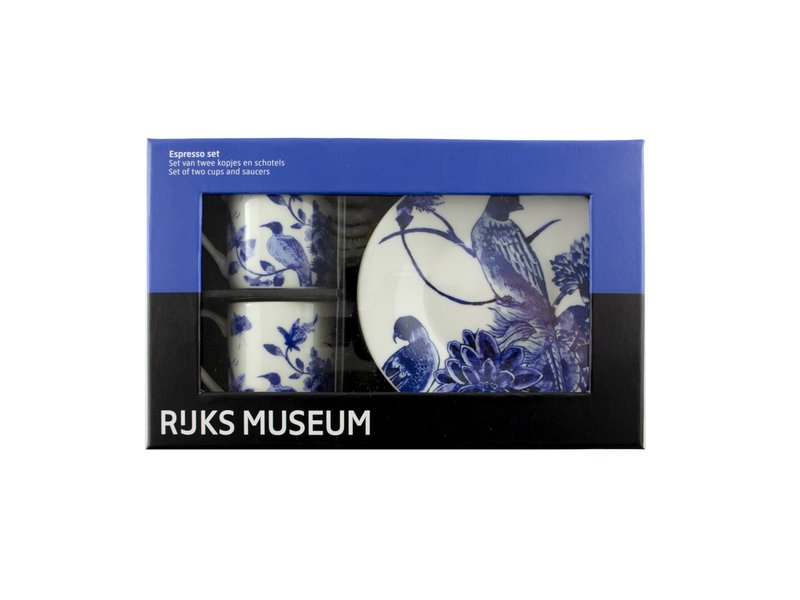 Espresso set , Delftware birds, Rijksmuseum