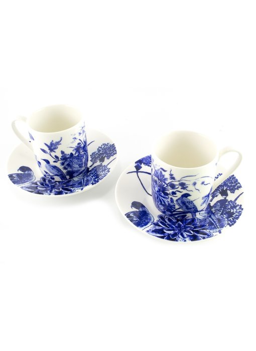 Espresso set, Delfts blauwe vogels, Rijksmuseum