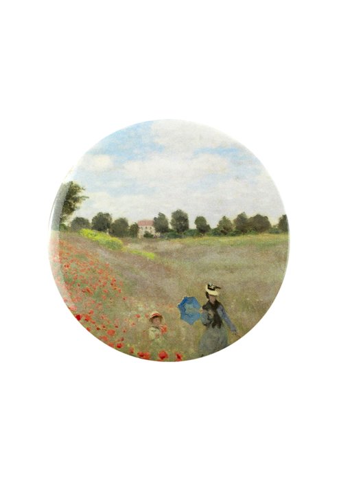 Espejo de bolsillo, Ø 80 mm, Monet, campo con amapolas