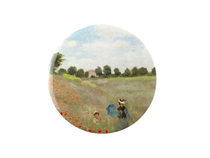 Espejo de bolsillo, Ø 80 mm, Monet, campo con amapolas