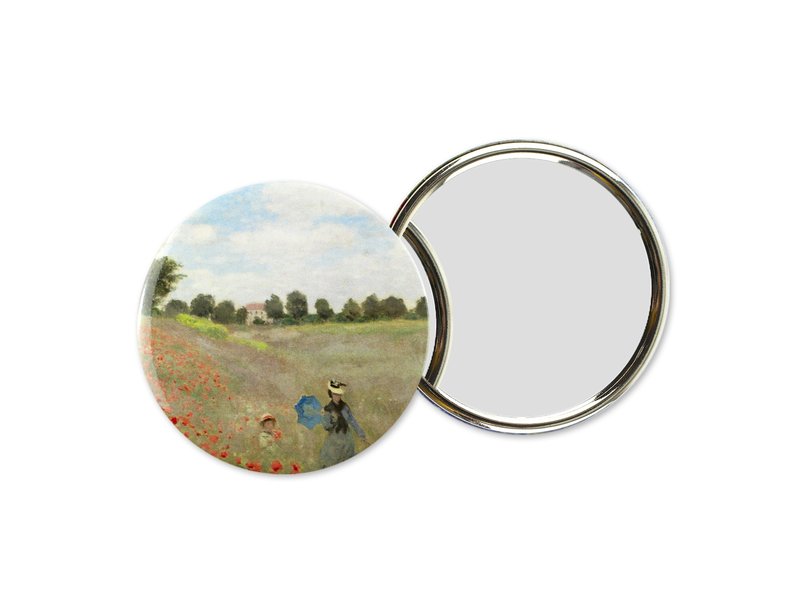 Espejo de bolsillo, Ø 80 mm, Monet, campo con amapolas