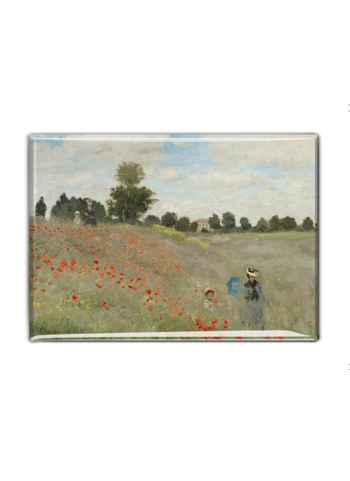 Aimant de réfrigérateur, champ avec coquelicots, Monet