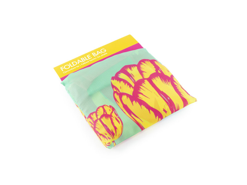 Cabas pliable, tulipe pop art, Vert