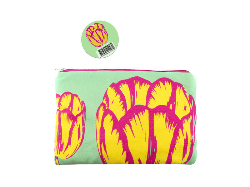 Etui/ make-up tasje, Tulp Pop-art,  Groen