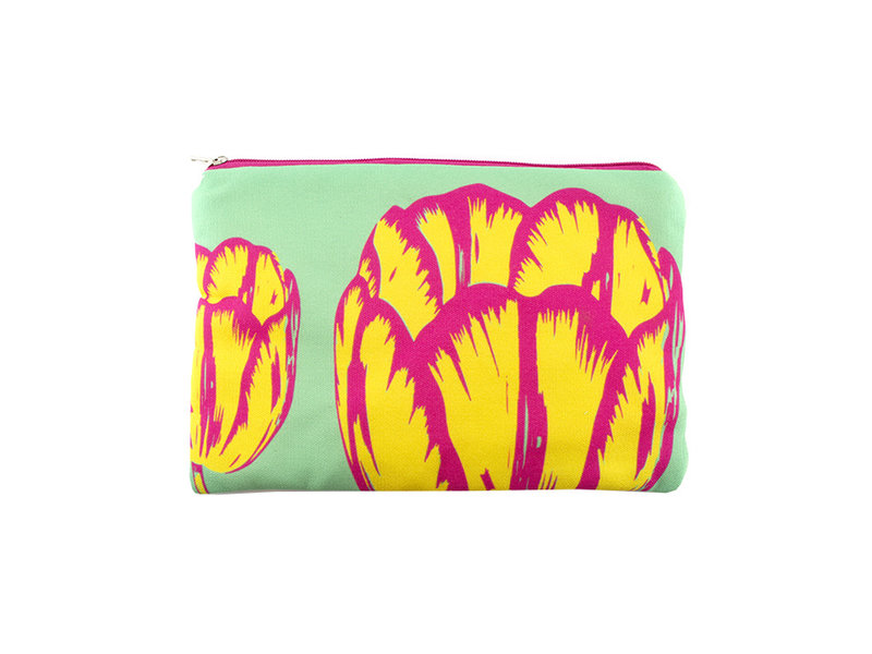 Etui/ make-up tasje, Tulp Pop-art,  Groen