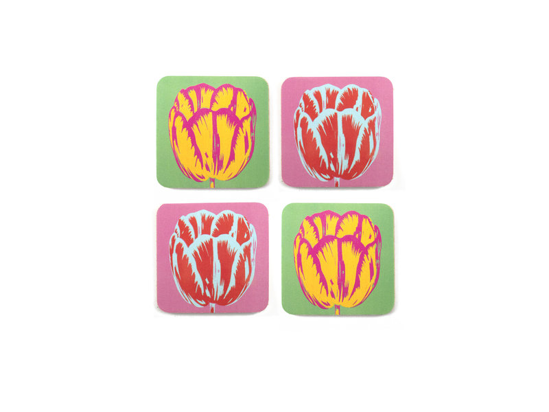 Coasters , Set van 4, Tulip Pop Line