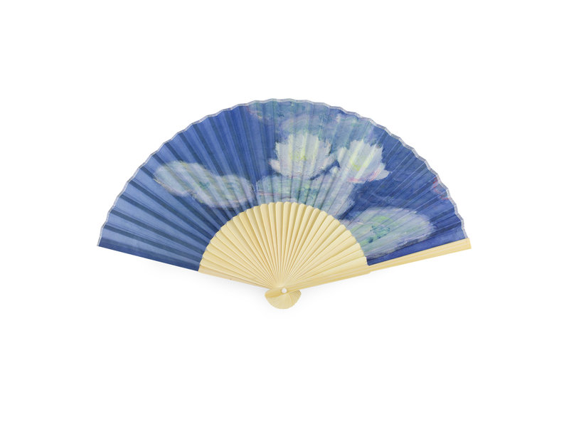 Fan, bamboo, Monet, Waterlilies in evening light