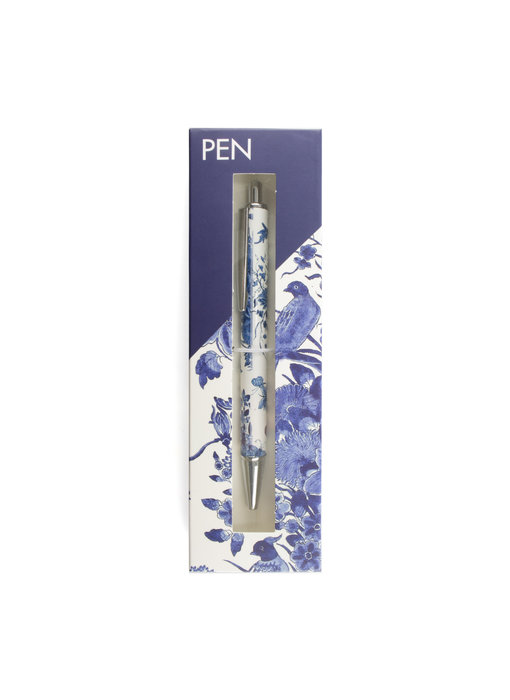Ballpoint pen in box, Delft blue bird