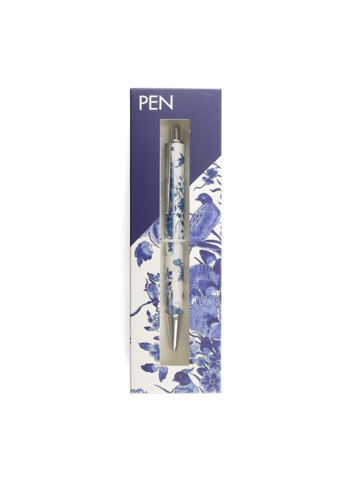 Stylo bille en boite, Delftware,  oiseau bleu